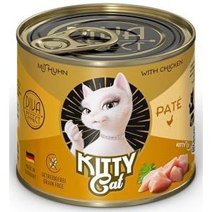 KITTY Cat Paté kip, 6 x 200 g, natvoer voor katten, graanvrij kattenvoer met taurine, zalmolie en groenlipmossel, compleet voer met een hoog vleesgehalte, Made in Germany