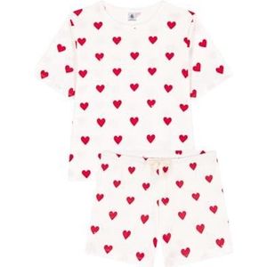 Petit Bateau - Pyjashort - Katoen - Rood/Wit - Hartenprint