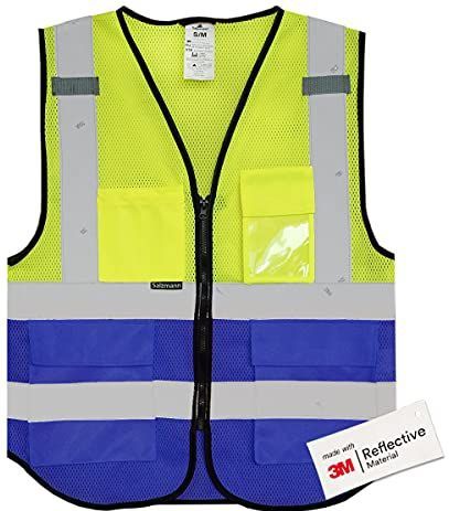 Salzmann Reflecterende vest met hoge zichtbaarheid - Gemaakt van 3M reflecterend materiaal - Met 4 voorzakken en ritssluiting