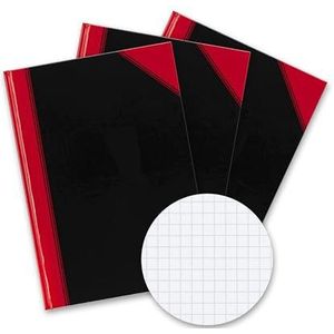 Bantex Notitieboek A4, geruit, 96 vellen, 70 g/m², hardcover, zwart, 3 stuks