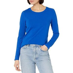 Amazon Essentials Women's T-shirt met lange mouwen en ronde hals in klassieke pasvorm (verkrijgbaar in grote maten), Helderblauw, XS