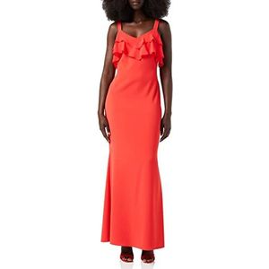 Gina Bacconi Maxi-jurk voor dames met ruches cocktailjurk, warm rood, 12