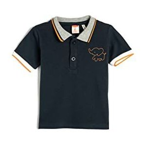 Koton Babyboys Polo Korte Mouw Gestreept Geborduurd Detail Katoen T-shirt, Marine (720), 6-9 Maanden