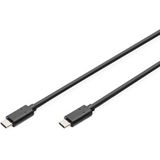 DIGITUS DB-300138-010-S, USB 2.0 aansluitkabel, USB Type-C naar USB Type-C (stekker/stekker), 3A, 480 Mbit/s, 1,0 meter, zwart