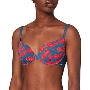 Skiny Dames cups T-shirt BH, deeppetrol Flowers, 85A