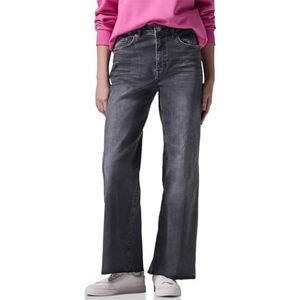 Street One Studio Dames Wide Leg Jeans, Donkergrijs zacht gewassen, 28W / 30L