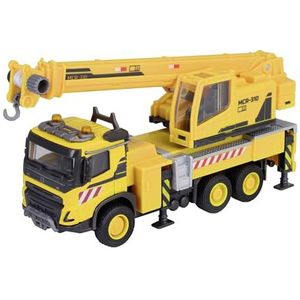 Majorette Kraanwagen Volvo FMX Truck Crane (22 cm), groot bouwplaatsvoertuig met uittrekbare kraanarm, lier, vrijloop en rubberen banden, kraanspeelgoed voor kinderen vanaf 3 jaar