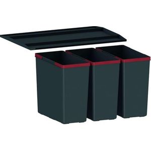 FRANKE | Afvalemmer EasySort 600-3-0 (121.0494.192) | Containers : 3 x 14.5L | Kleur : zwart