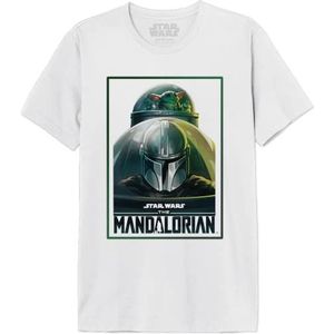 Star Wars Mandalorian Comics Green Rectangle MESWMANTS194 T-shirt voor heren, wit, maat XS, Wit, XS