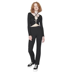 Trendyol Dames vrouw effen gebreide tweedelige set gecoördineerde Outfit, zwart, M, Zwart, M