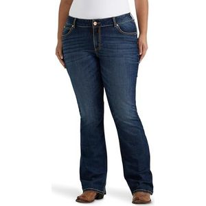 Wrangler Retro Mae Retro damesspijkerbroek in bootcut-stijl met medium taillehoogte in plus-maat, Donkerblauw, 22-32