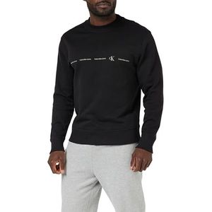 Calvin Klein Jeans Heren Logo Repeat Crew Neck Sweatshirts, zwart., XL grote maten