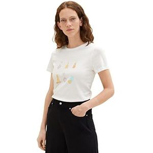 TOM TAILOR Dames T-shirt 1035378, 10332 - Off White, XXS