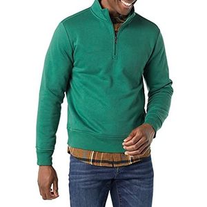 Amazon Essentials Men's Fleecesweatshirt met lange mouwen en kwartrits, Groen, M