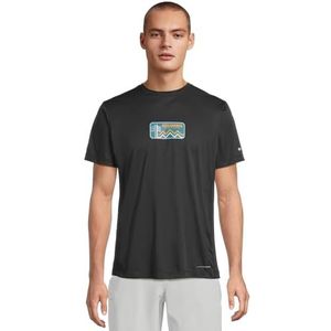 Columbia Men's Zero Rules Light Short Sleeve Graphic Crew, Technical Short Sleeve T-Shirt, Black/Actively Cooled, XXL