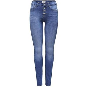 ONLY Dames Onlblush Mw Fly But EXT DNM skinny-fit jeans, blauw, (XS) W x 32L