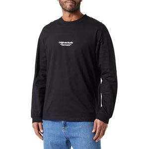 JACK & JONES Jorvesterbro Tee Ls Crew Neck Shirt met lange mouwen voor heren, zwart, M