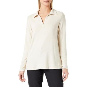 Dagi Dames Polo Collar Sweatshirt met lange mouwen, beige melange, XL