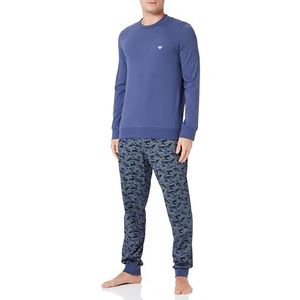 Emporio Armani Heren Men's Pattern Mix Cuffed Pajama Set (2 stuks), Camou Print/Indigo, L