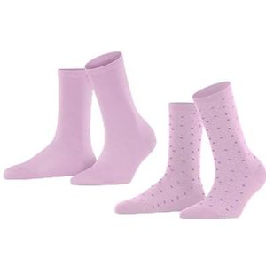 ESPRIT Playful Dot Damessokken voor dames, 2 stuks, duurzaam, biologisch katoen, versterkte damessokken met patroon, ademend, gestippeld in 2 paar sokken, roze (Lupine 8299), 35-38 (2 stuks)
