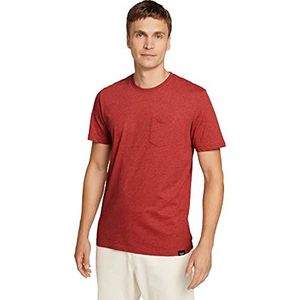 TOM TAILOR Uomini T-shirt van biologisch katoen 1027421, 27839 - Chili Red White Melange, S