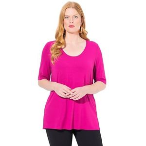 Ulla Popken - Shirt - Magenta - Wijde Pasvorm - Halve Mouw