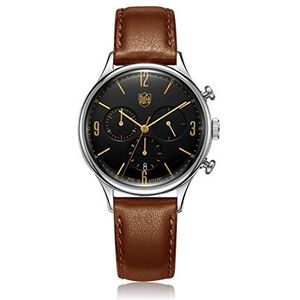 DuFa Unisex chronograaf kwarts horloge met lederen armband DF-9002-02