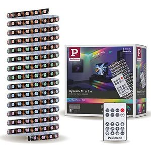 Paulmann 78888 LED strip Dynamic set 5 m Dynamic Rainbow RGB IP20 12 V DC incl. 1x10,5 watt dimbaar lichtband wit kunststof