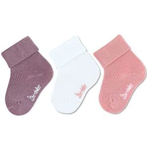 Sterntaler Babysokken voor meisjes, babysokken, set van 3, effen bamboe, sokken voor baby's, van bamboecellulose, paars, 14, lila