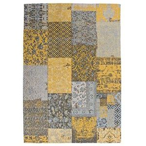 One Couture Vloerkleden platte stapel retro patchwork look jacquard patroon doos design goud woonkamer tapijt eetkamer tapijt loper gang loper, grootte: 160cm x 230cm