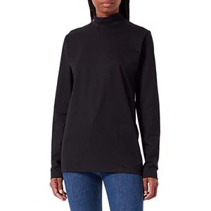 Trigema Dames shirt met lange mouwen met opstaande kraag, effen 537509, zwart (008), XXL