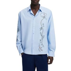 Desigual - Langarmhemd - Effen - Met Bloemenborduursels - Regular Fit