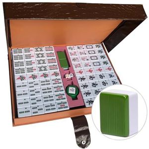 LANYOTA Mahjong Set Chinese Mahjong spelset met draagtas reiskoffer, 1,5"" grote 144+2 tegels met Arabische cijfers, 2 dobbelstenen en een windindicator