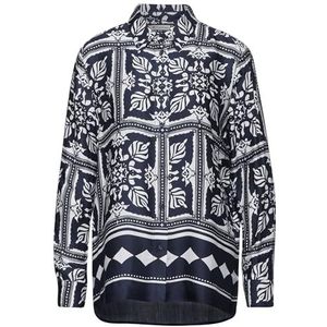 STREET ONE Print satijnen blouse, blauw (deep blue), 34