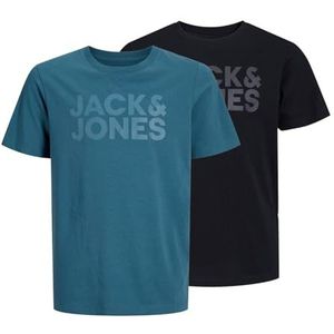 JACK & JONES Heren Jjecorp Logo Tee Ss O-Neck 2Pk Mp Mni, Oceanview, 110