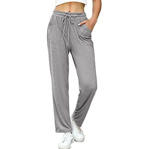 iClosam Dames sportbroek Vrijetijdsbroek Lange joggingbroek Broeken Trainingsbroek Fitnessbroek Zweetbroek Losvallend katoen met zakken en verstelbaar trekkoord