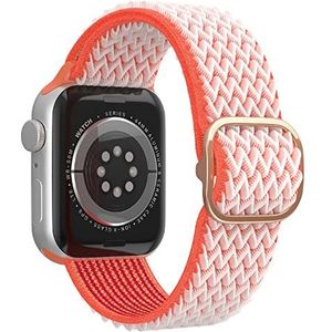 FVKOOG Stretch nylon Solo Loop banden compatibel met Apple Watch 45 mm 44 mm 42 mm, verstelbare gevlochten sport elastische banden voor iWatch serie 8/7/6/5/4/3/2/1/SE, watermeloenrood