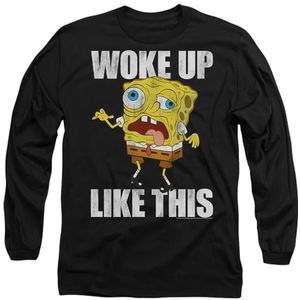 Spongebob Woke Up Like This Meme heren T-shirt met lange mouwen, zwart, groot, Zwart, L