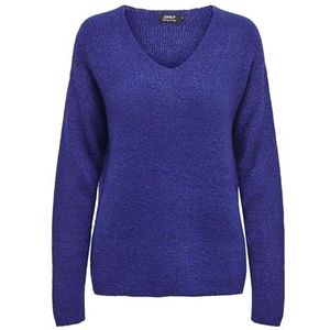 ONLY Gebreide trui voor dames met V-hals, Bluing/Detail: melange, XL