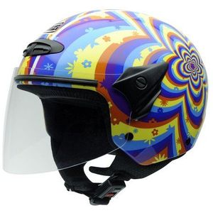 NZI Jethelmen Helix II Jr Multi Daisy motorhelm, blauw/geel/oranje/rood, 52-53 cm