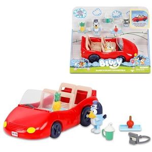 Bluey - Cabrio, blauwe puppyvoertuig, grappige cabrio, voor de paus, incl. figuur, beweegbare poppen, kinderserie, beroemde (BLY65000)