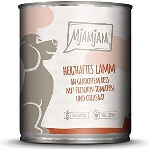 MjAMjAM - Premium nat voer voor honden – hartig lam van gekookte rijst met verse tomaten, 1 verpakking (1 x 800 g), natuurlijk met extra veel vlees