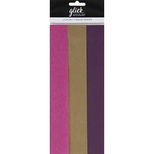 Glick Luxe tissuepapier, grote vellen (x6), perfect voor cadeauverpakking, Multipack (x2) Hot Pink (x2) Goud (x2) Violet, 750x 500 mm