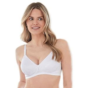 Bestform Women's 5006222 Floral Jacquard Wireless Soft Bra with Lightly-Lined Cups, White, 36C