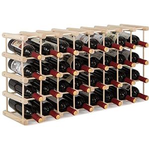 COSTWAY Wijnrek, flessenrek van hout, flessenstandaard, wijnstandaard voor 36 flessen, wijnhouder voor keuken, eetkamer, bar en wijnkelder