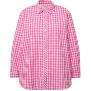 Ulla Popken Geruite hemdblouse voor dames, klederdracht T-shirt, fuchsiapink, 62-64