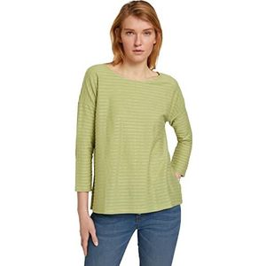 TOM TAILOR Denim Dames Longsleeve met strepen en strik 1023366, 29135 - Green Structured Stripe, L