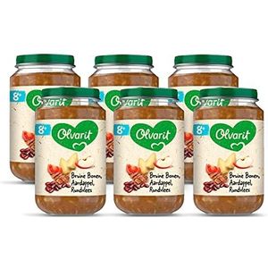 Olvarit Bruine Bonen Appel Rundvlees Aardappel - babyhapje voor baby's vanaf 8+ maanden - 6x200 gram babyvoeding in een maaltijdpotje