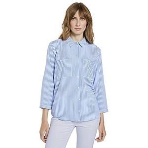 TOM TAILOR Dames Gestreepte hemdblouse 1021098, 22804 - Stripe Vertical Blue, 44