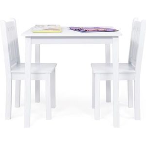 Humble Crew set met houten vierkante tafel en 2 stoelen voor kinderen, wit